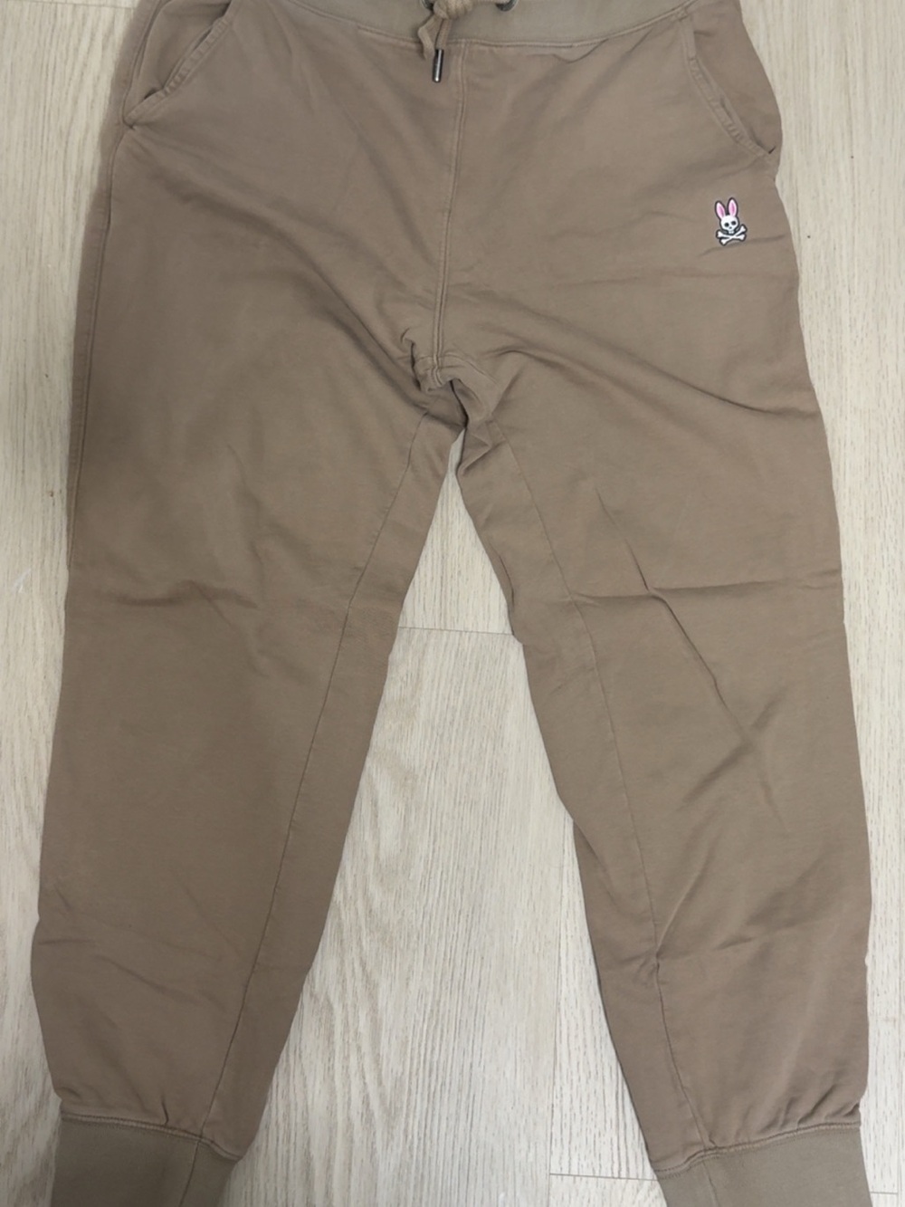 Psycho Bunny Men's Tan Drawstring Joggers with Logo